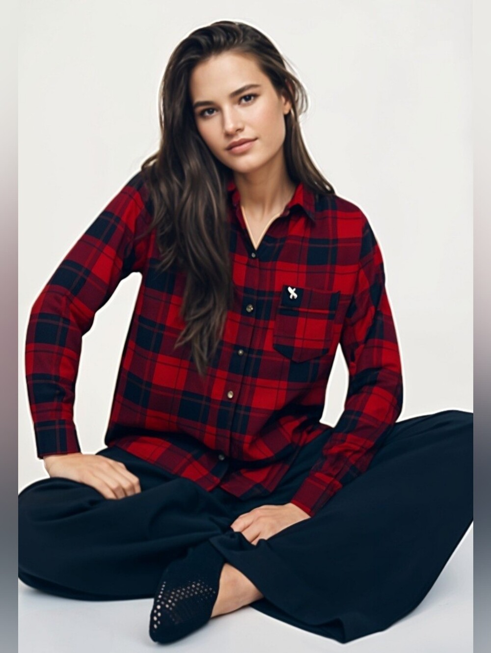 Abercrombie & Fitch Red And Black Plaid Flannel Shirt